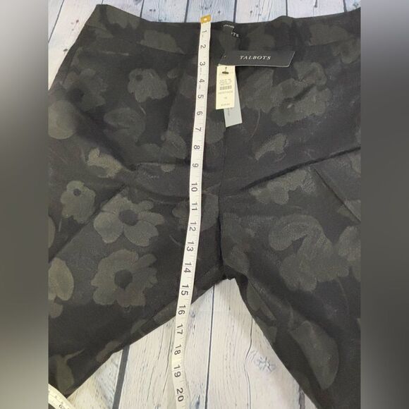 NWT Talbots Heritage Black Floral Jacquard Pants Side Zip Festive Party 16 - Picture 10 of 12